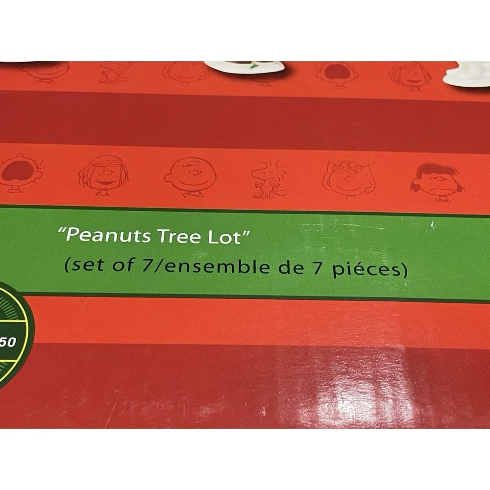 DEPARTMENT 56 PEANUTS CHRISTMAS VILLAGE TREE LOT SET OF 7 ORIGINAL BOX CHARLIE